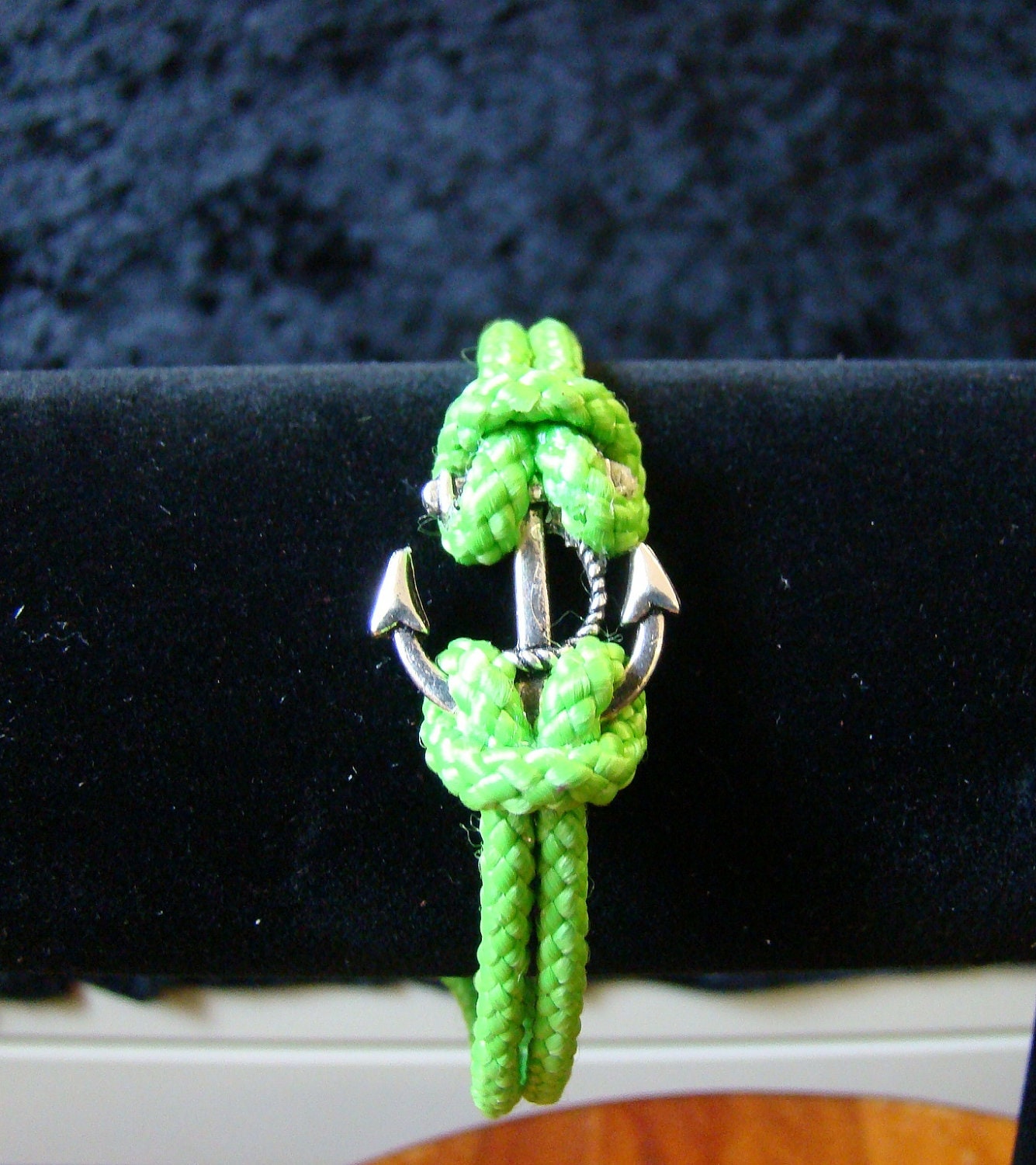 Nautical  Anchor Bracelet,  Neon green rope