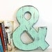 Wooden Ampersand  Mint Pine Wood Sign Wall Decor Rustic Americana Country Chic Wedding Photo Prop Nursery Kids Decor
