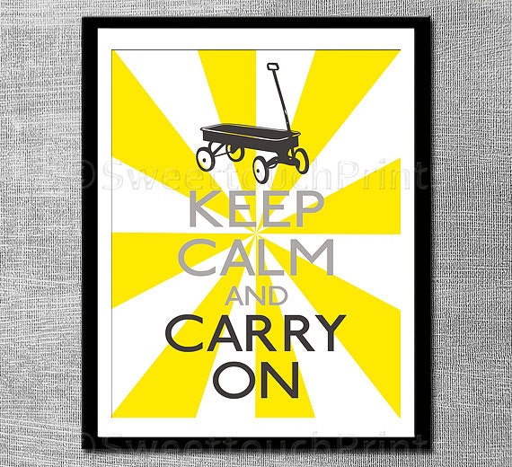Yellow and Grey Nursery Art Print - Keep Calm and Carry On - 8x10 - kids room decor, children's wall art, pick your colors