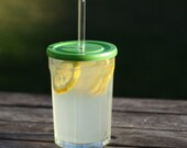 ECO Friendly Glass Cup With Glass Straw-21oz Green