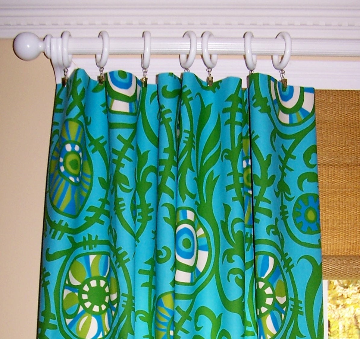 SUZANI Teal Blue and Green Curtains Premier Fabric Collection Two ...