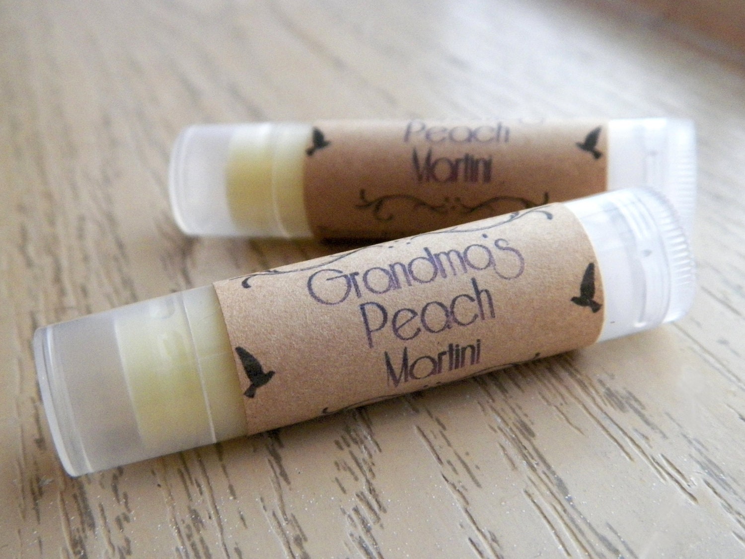 Close Out Sale- Grandma's Peach Martini- beeswax lip balm .15 oz