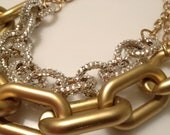 Rhinestone and Gold Chunk Chain Necklace