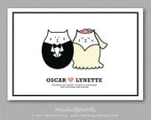 Cat Couple Personalized Wedding Art Print