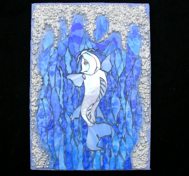 Mixed Media Stained Glass mosaic - "Coy Koi"