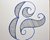 And (blue) -  on blank white card. Made to order.
