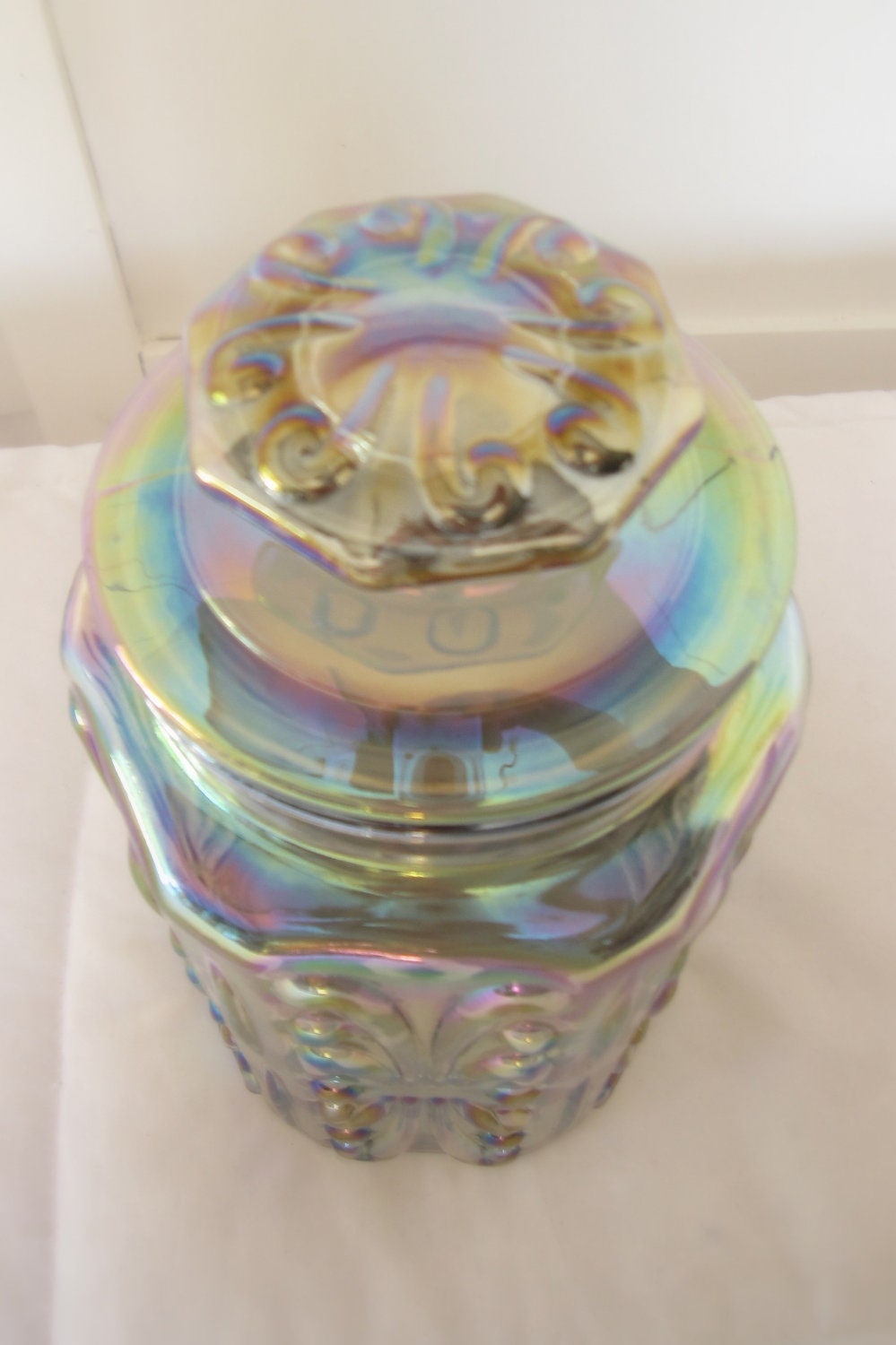Iridescent Apothecary Glass Jar Canister with Lid by DesignWise4U