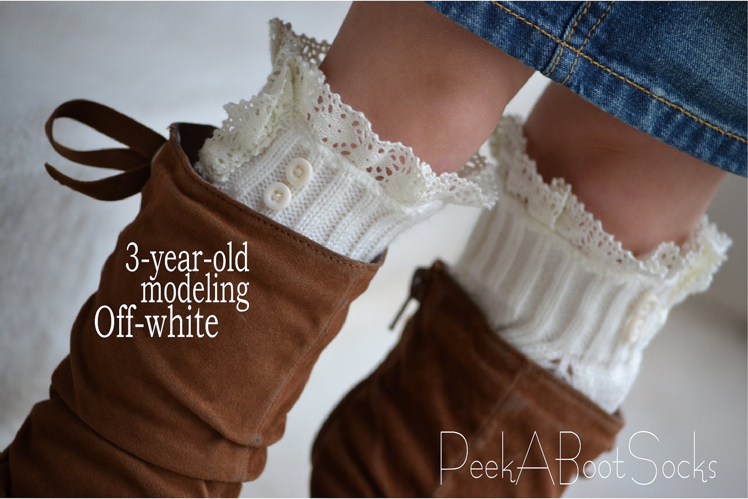 SALE - Lil Girls Off-White Boot Sock