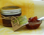 4 oz jar of Russian-style organic peach preserves with fair trade sugar