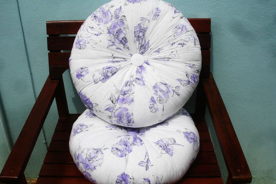 2 Big Size Home Decor Pillows - Cotton Smock - Pumpkin Pillow - Round Pillow - Wedding Decor Cushion