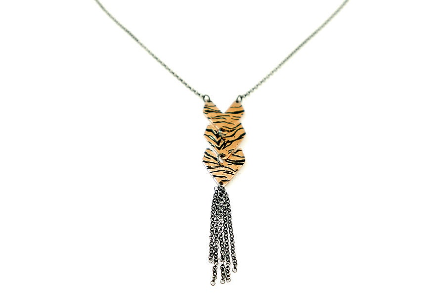 Mixed Metal Tiger Stripe Necklace - JenRoseJewelry