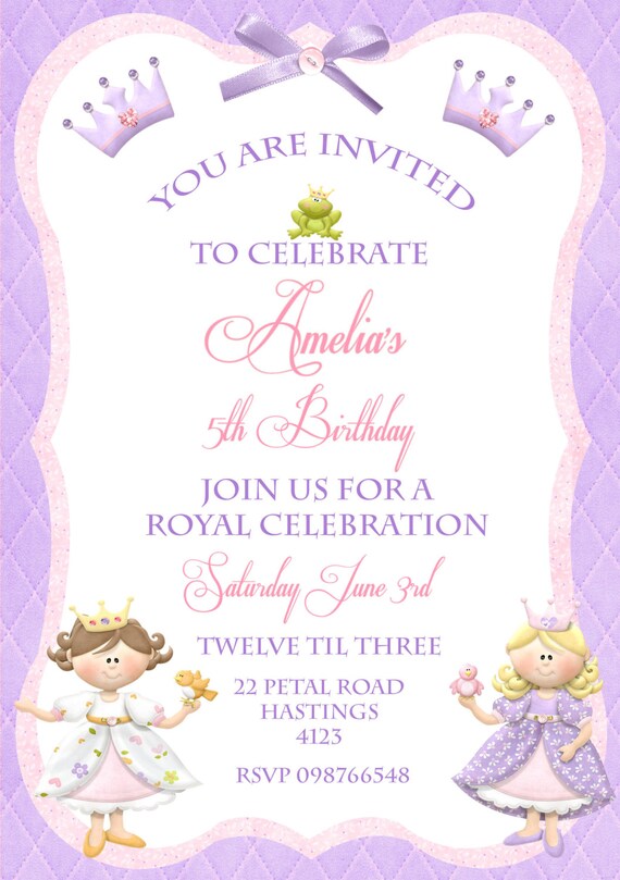 Fairytale Princess Collection PRINTABLE CUSTOMIZED INVITATION - Sweet Scarlett Events Il_570xn