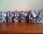 Set of 5 Bridesmaids Grey Floral Bag with White Rose, Wedding Bag, Free Shipping,Wedding Party, Beach Wedding.