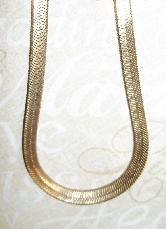 Vintage Gold Herringbone 18 inch necklace by KathysLittleAttic