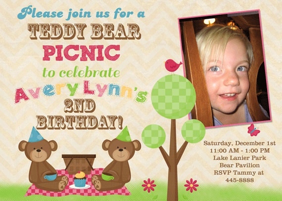 Teddy Bear Picnic Birthday Party Invitation - Printable Il_570xn