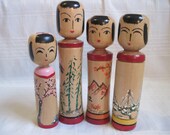 Set of Four Seasons Kokeshi Dolls (4 Dolls Included)