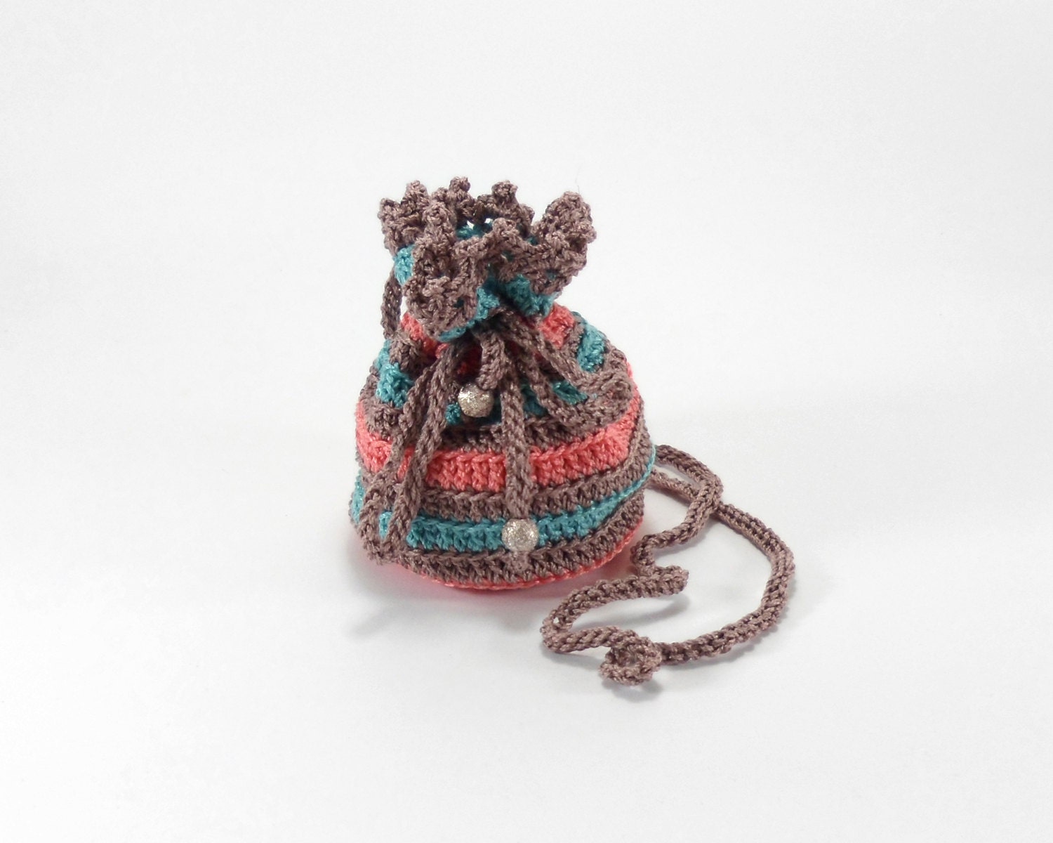 ... Small Crochet Pouch, Jewelry Bag with Drawstring, Christmas Gift Bag