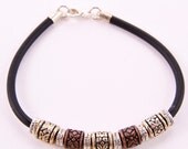 RUBBER HANDMADE BRACELET silver and copper tone urban modern bracelet unisex bracelet hypoallergenic jewelry
