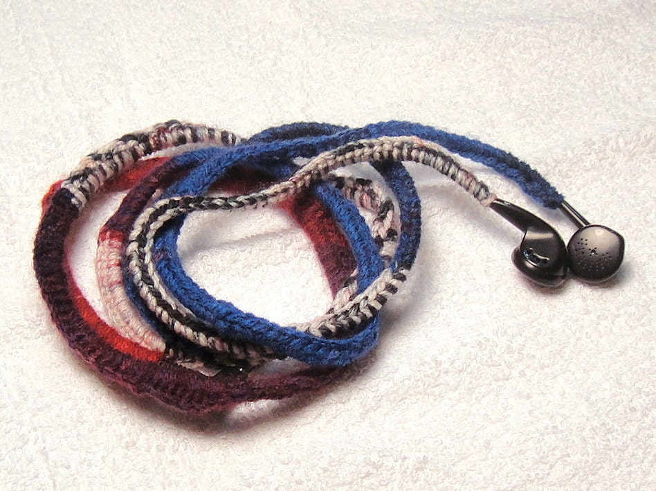 Handmade Crochet Wrapped Earphone Headphone Cozies in Polo