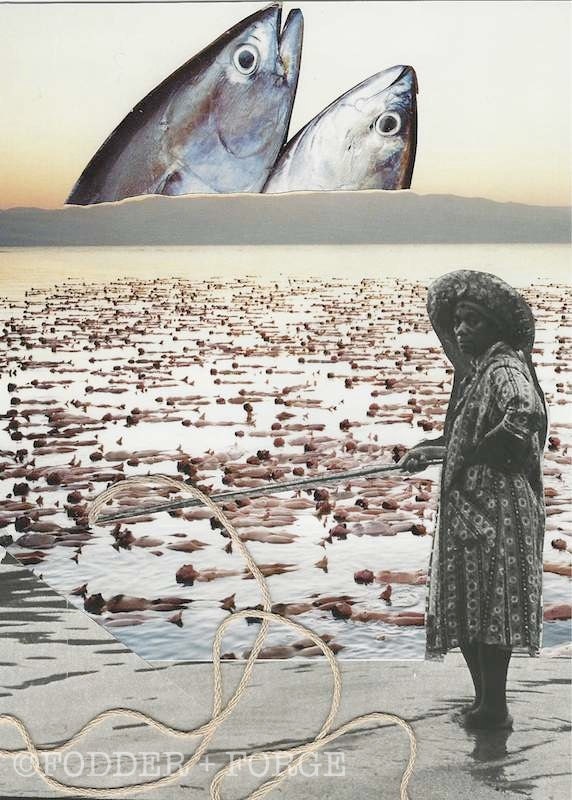 Art Print of Original, Handmade Mixed Media Collage from Vintage Photos, Magazines and Thread
