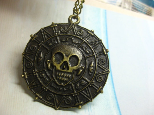 Pirates of the Caribbean necklace Cursed Pirate Doubloon Necklace, Pirates of the Caribbean Necklace