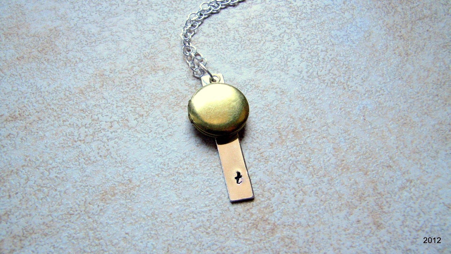 Monogram Bar and Locket Necklace. Vintage Locket. Custom. Layer Necklace. Personalized Necklace. Everyday.  Minimalist Necklace