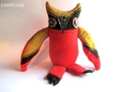 Owl plush owl plushie - Soft sculpture, waldorf toy, woodland creature, spirit animal, totem - Neon Owl