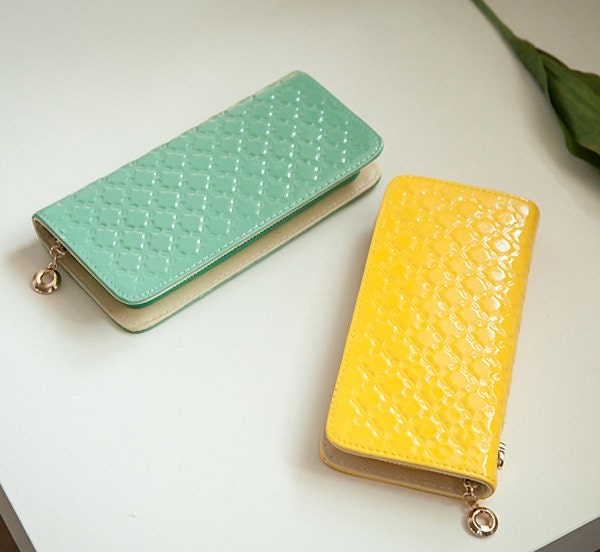 Women Leather wallet purse Clutch bag Handbag coins money cards holder Imprint flower style