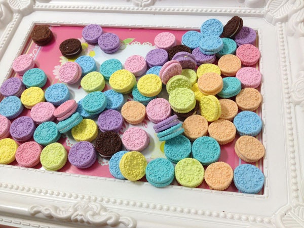 Miniature Food - Biscuit Round Mix Color 20pcs - 15mm For Sweet Deco, Charms, Dollhouse, Miniature - LOT034