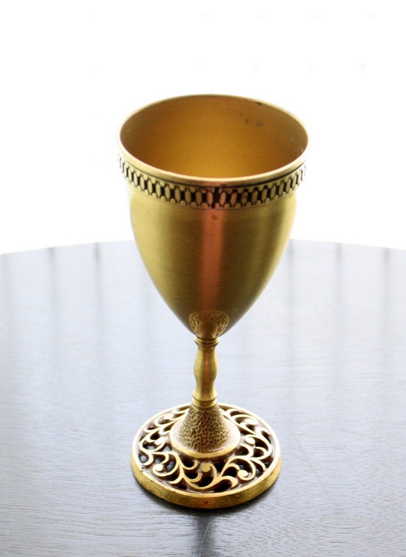 MidCentury Brass Wine Goblet / Oppenheim Israel by HouseOfAndaloo