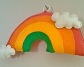 Puffy Rainbow and Clouds VINTAGE Handmade Felt Wall Hanging // Hippie // Love // Japan // Kawaii // Cute // Geekery