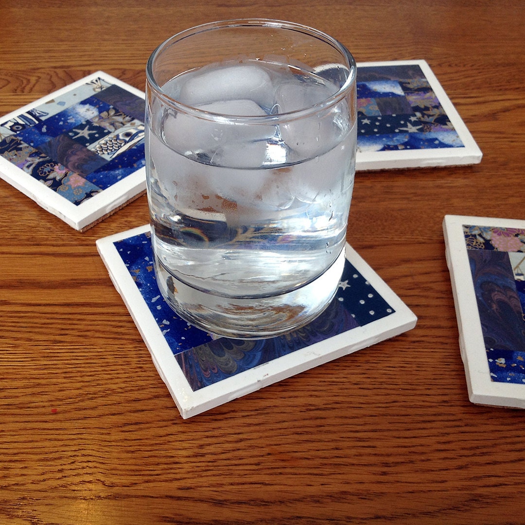 Blue Star Coaster Set