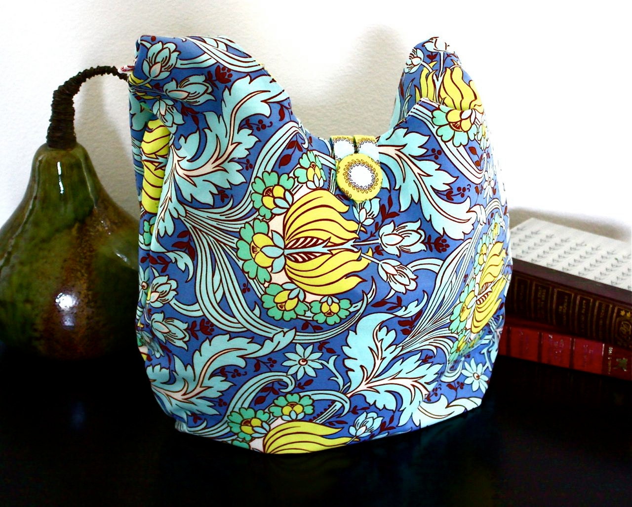 Azure Boho Bag Amy Butler Adjustable Messenger Sling Bag or Shoulder Bag