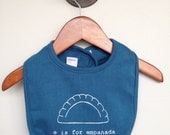 E is for Empanada Organic Baby Bib -Galaxy Blue