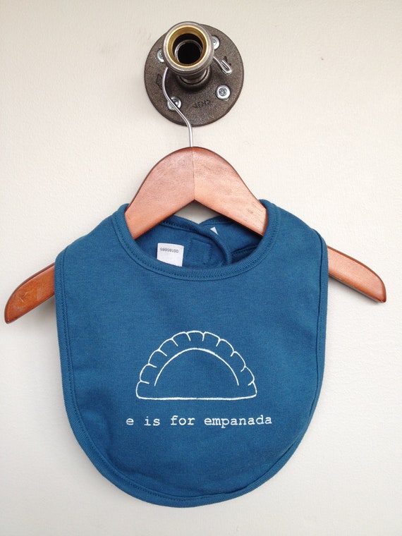 E is for Empanada Organic Baby Bib -Galaxy Blue