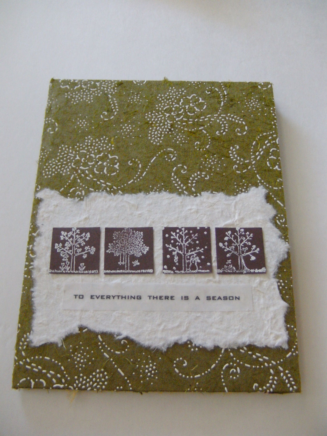 Journal Set Green Handmade Paper Season Quote with Card and Tag