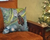 Monarch Butterfly "Hatching Day" Photo Throw Pillow 18x18" Single Sided Case