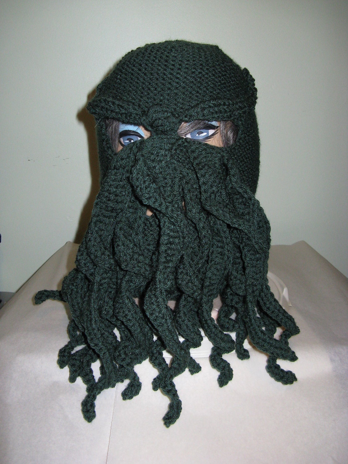 Cthulhu Ski Mask Knit and Crochet - To Order - fun and funky elder god to wear at your next party