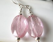 Pink Oval Earrings Crystal Breast cancer awareness