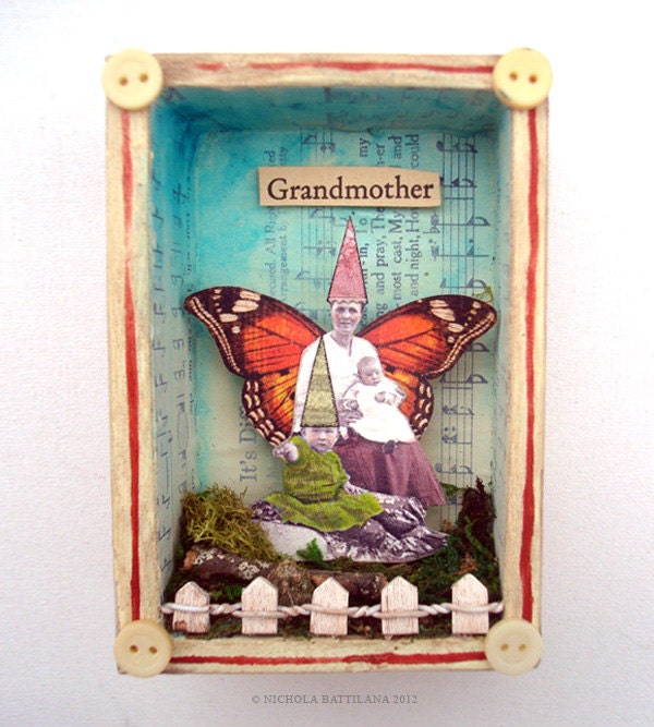 Grandmother - An original altered art mixed media fairy shrine