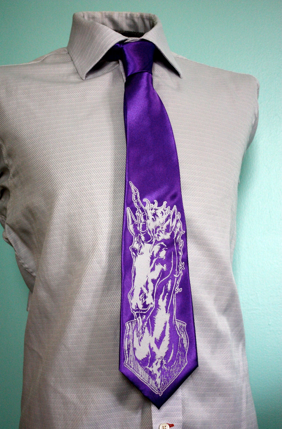 MOUNTED UNICORN Purple neck tie