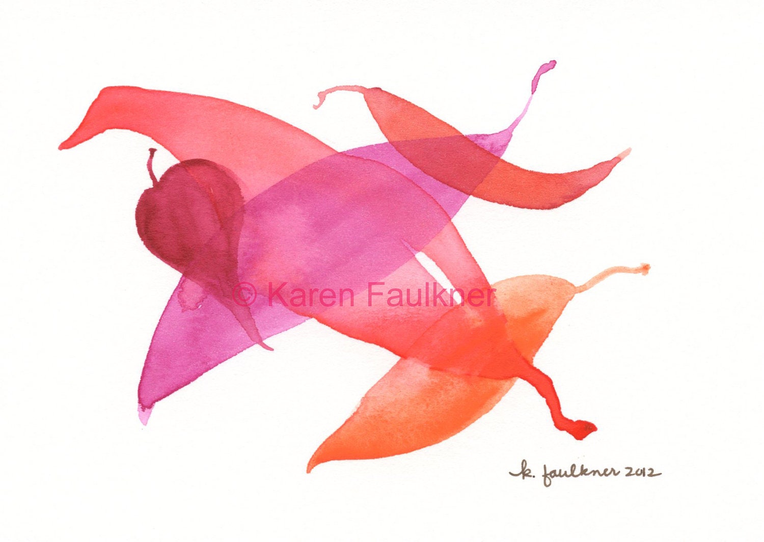 Leaf Dance original watercolor painting
