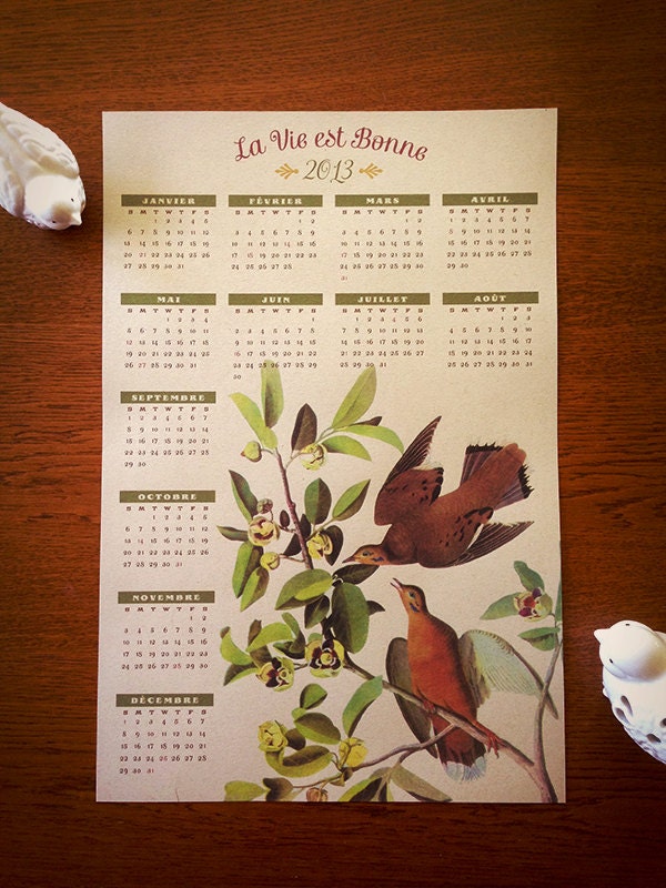 12x18 La Vie est Bonne French 2013 Large Wall Calendar Poster