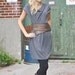 Autumn fall dress with soft cowl and cap sleeves in charcoal gray jersey
