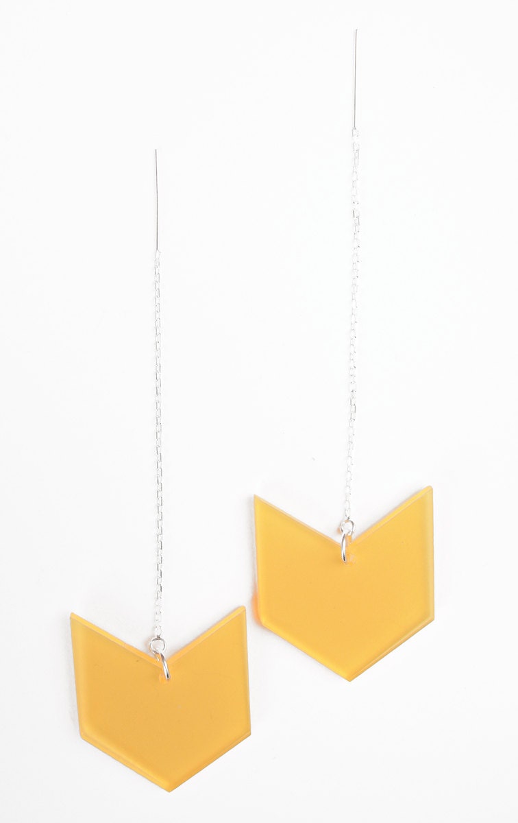 yellow/orange acrylic chevron earrings