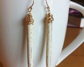 Long white howlite stick earrings