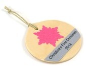 Personalized Christmas Neon Ornament Snapdragon Pink Snowflake Your Text - 2012 - Name Ornament - Our First Christmas - Family Ornament