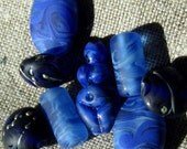 Handmade Lampwork Glass Bead Goddess Set cobalt and sky blue