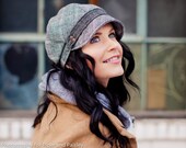 Womens Hat- Gillian - Grey Bias Plaid