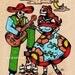 Dia de los Muertos Art Mexican Folk COUPLE Print 11 x 14